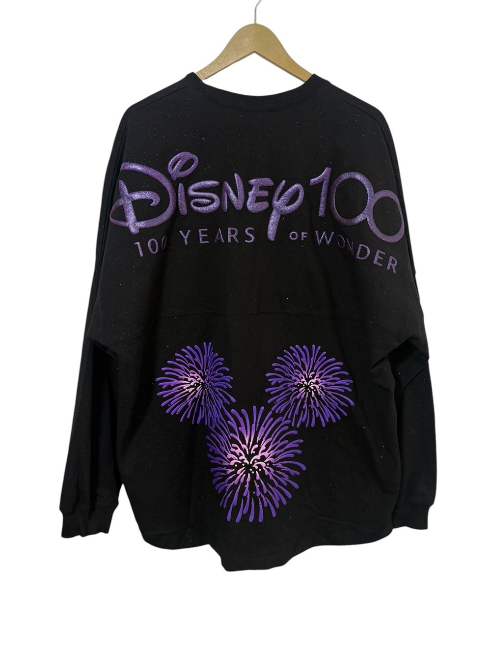 Disney 100 Disneyworld Spirit Jersey Sz XL Black Purple Sparkle Travel Vacation
